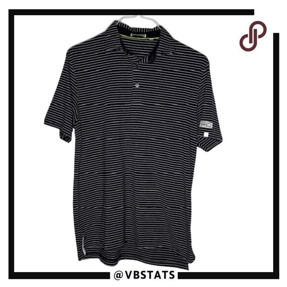 Tasc Performance Men's Striped RO Micro Modal Blend Polo Shirt Navy White Medium - Picture 1 of 8
